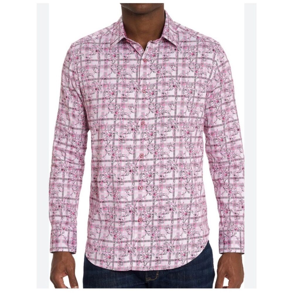 Robert Graham Men’s Vine Stretch Woven Button Down Dress Shirt Size XL
